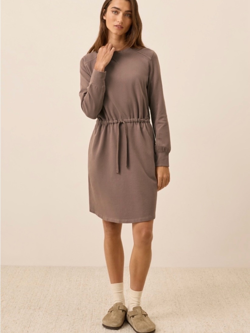 Pact Sweatshirt Dress in Taupe